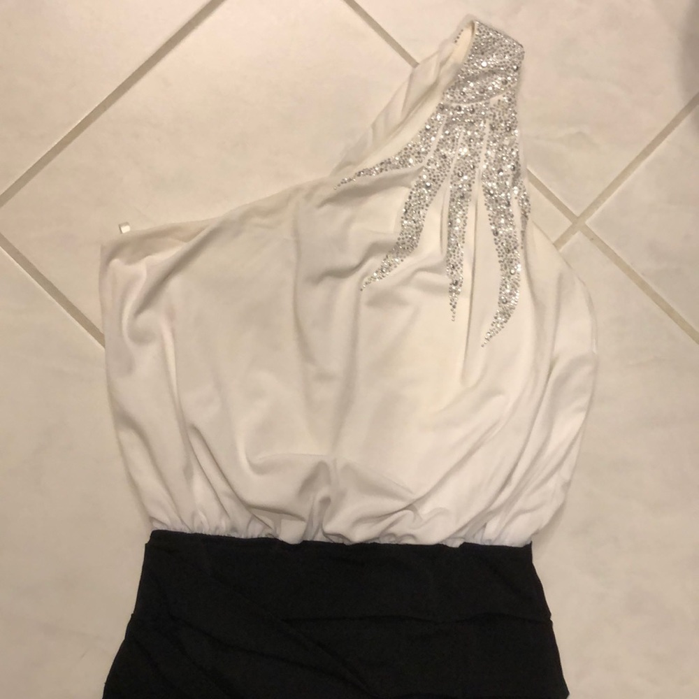 White and Black one shoulder dress wore once!!